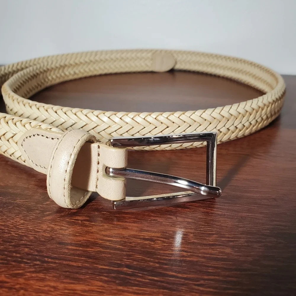 Leather braided women's belt size M/L‎ - leather rim w/bonded leather braid